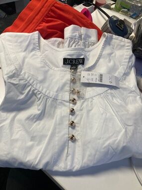 NWT Jcrew size S small white cute poplin cotton blouse